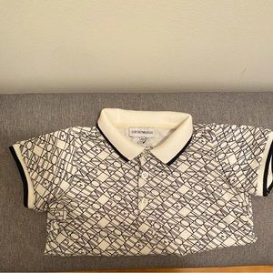 Emporio Armani Stretch piqué polo shirt with striped trim